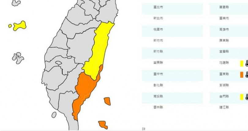 高溫資訊。（圖／翻攝氣象局網站）